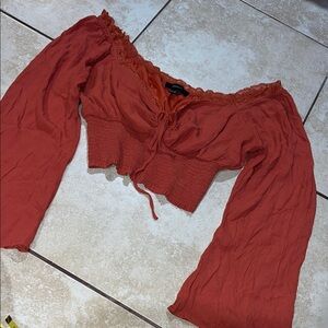 Forever 21 Rust Off-Shoulder Cropped Top